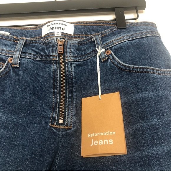 NWT Reformation Julianna Exposed Zip Straight Leg Jeans Mesa Size 27 Y2K - Picture 9 of 11